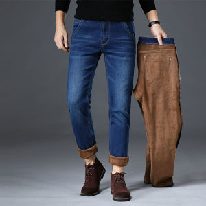 炫探 男士加厚加绒款薄 商务休闲牛仔裤