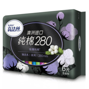 京东PLUS会员： kotex 高洁丝 臻选系列 极薄纯棉卫生巾 280mm 6片装 *5件