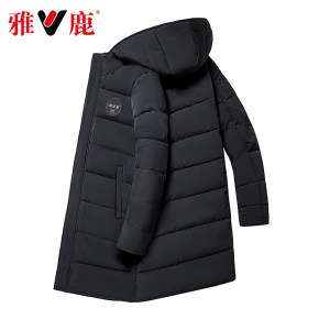 雅鹿 男士加厚中长款 工装夹克棉服