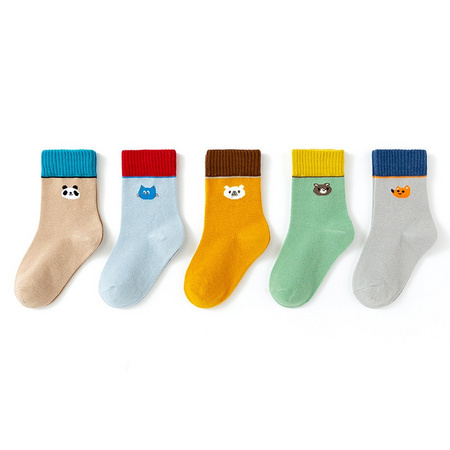 馨颂 儿童棉质中筒袜子 5双装