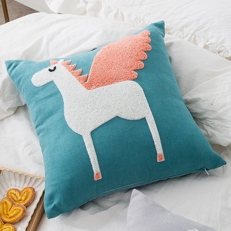 移动专享：合天享 全棉刺绣抱枕 45*45cm枕套+饱满枕芯