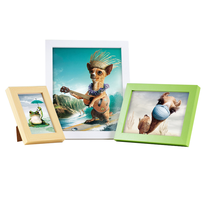 免打孔实木摆台挂墙相框5寸