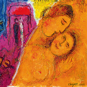 《喜悦》 夏加尔 油画框画背景墙挂画 深色油画框 57*73cm