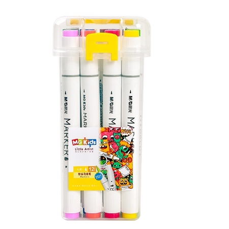 M&G 晨光 Kids水性软头马克笔 12色套装 送色卡+勾线笔