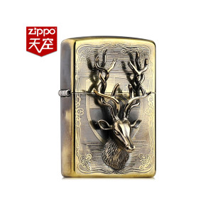 美国原机进口 Zippo 20春季新款 铜盔甲一鹿有你立体浮雕 16孔防风打火机 268元礼遇价