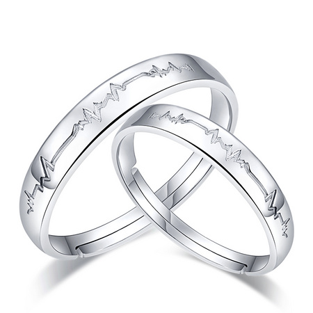 ECAL 伊卡洛 925银 心电图女/男戒指