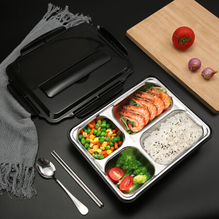 MAXCOOK 美厨 304不锈钢饭盒 加大加深4格1.6L *2件