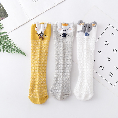 潮婴爱 婴儿防蚊中筒袜 3双装