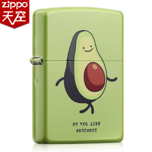 美国原机进口 Zippo 19秋季新款 可爱搞怪牛油果彩印 16孔防风打火机 228元包邮