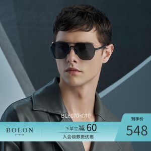 暴龙 2020新款 不规则镜框 男复古高清偏光蛤蟆镜 可开车戴 498元夏日价
