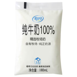 夏进旗下 牧同 3.2g高蛋白 100%全脂纯牛奶 180ml*14袋