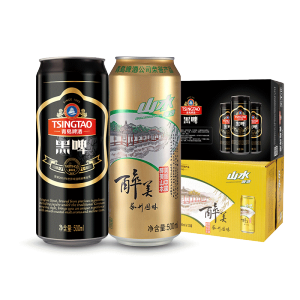 青岛啤酒 黑啤500ml*12听+山水系列500ml*12听 2箱装 118.9元包邮