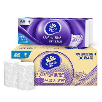 Vinda 维达 棉韧无芯卷纸 4层100g*30卷 *4件