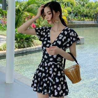 Agliondy AGL200190 女士小雏菊连体裙式泳装