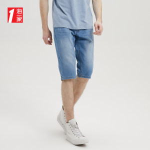 海澜之家旗下 海一家 男士直筒微弹牛仔五分裤 YKK拉链