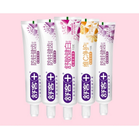 Saky 舒克 美白牙膏家庭实惠装 5支装（防蛀健齿140g*3+舒敏健白120g*1+维C净护120g*1）