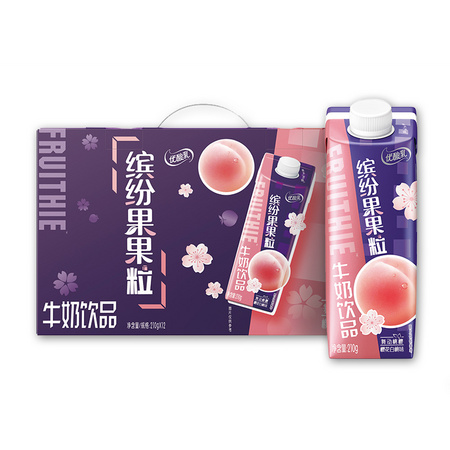 88VIP：伊利 优酸乳 缤纷果果粒 樱花白桃味 210g*12盒 *8件