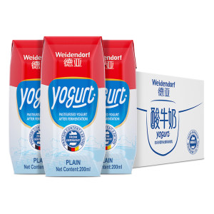 德国进口 Weidendorf 德亚 巴氏杀菌常温原味酸奶 200ml*12盒