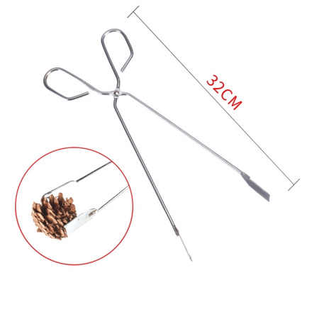 乐点 不锈钢烧烤生碳夹子 32cm