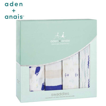 京东PLUS会员：aden anais 多功能婴儿襁褓包巾 四季通用款 扬帆起航 4只装