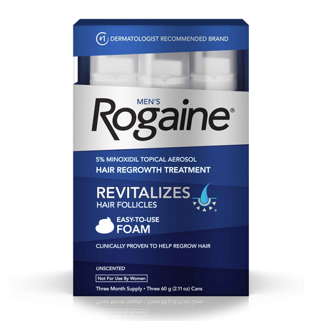 狂暑季、88VIP：Rogaine 落健 米诺地尔酊 男士强效生发泡沫 60g*3瓶装 *2件