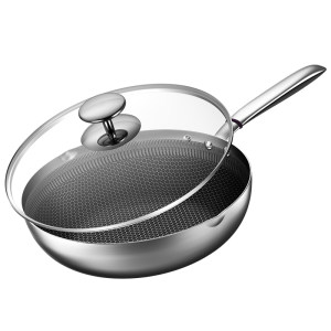 德国顶级厨具 康巴赫 316不锈钢不粘锅 30cm 少油烟