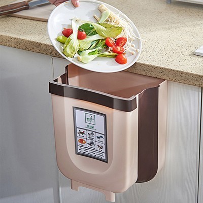 十色生活 壁挂式可折叠垃圾桶 中号