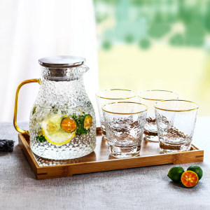 清怡居 星钻锤纹冷水壶+2只冷水杯 耐热防爆 可明火直接加热