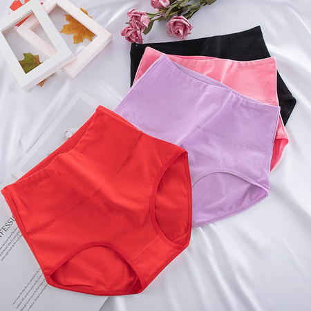 斑波兔 1121 女士纯棉高腰收腹内裤 4条装