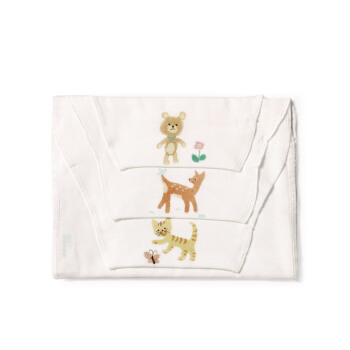 PurCotton 全棉时代 婴儿纱布汗巾 小熊+小鹿+小猫 *3件