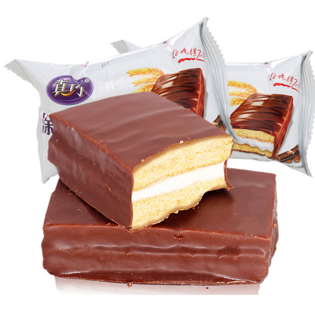 真巧 巧克力涂层蛋糕 400g *2件
