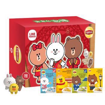 Lipton 立顿 LINE FRIENDS 奶茶 4种口味混合装 40条 共730g *4件