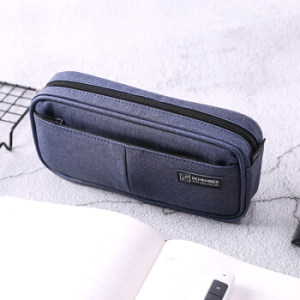 deli 得力 66782 多层仿亚麻笔袋 深蓝色 *5件