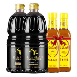 千禾 春曲原酿 特级生抽 1.28L*2 瓶 + 葱姜料酒 500ml*2瓶