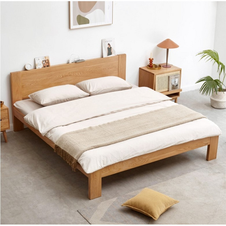 YESWOOD 源氏木语 B3701 现代简约白橡木床 1m-1.8m