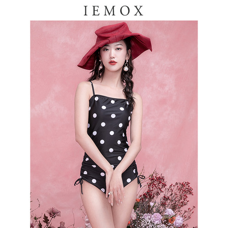 IEMOX 爱沫汐 XF215 女士复古波点连体吊带泳衣