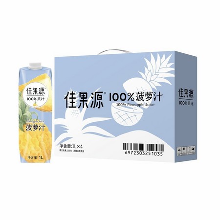佳果源 100%菠萝汁1L*4礼盒装 *3件