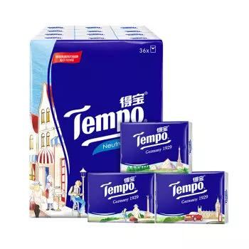 Tempo 得宝 手帕纸 4层7张*36包 天然无香 *2件