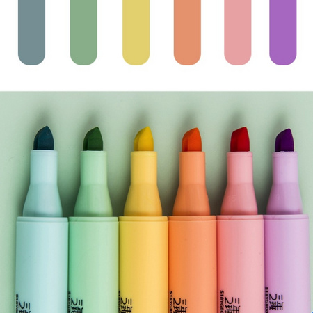 三年二班 彩色荧光笔 淡色系 6色套装
