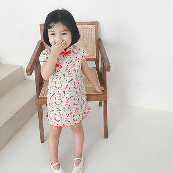 Duo Duo Kang 朵朵康 女童印花碎花裙旗