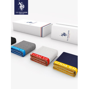 美国马球协会 US POLO 男士 弹力精梳长绒棉 平角裤 3条