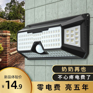 爱德朗 庭院太阳能灯 人体感应壁灯