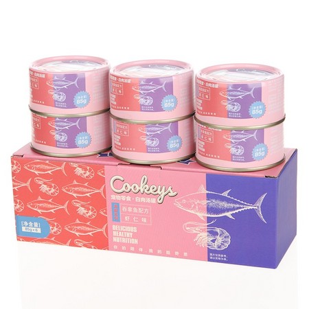 酷奇思 原汁吞拿鱼海鲜白肉猫罐头 85g*6罐/盒