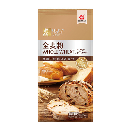 88VIP：金像牌 面包用高筋小麦粉 全麦粉 1kg *5件