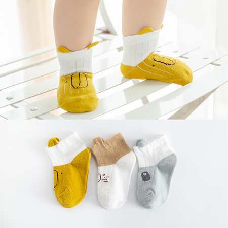 DOKOTONY 豆蔻童年 婴儿纯棉袜子 3双