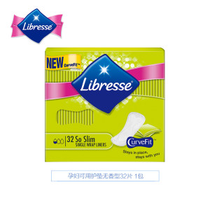 Libresse 轻曲线 纯棉卫生巾护垫 无香型 150mm*32片 *3件