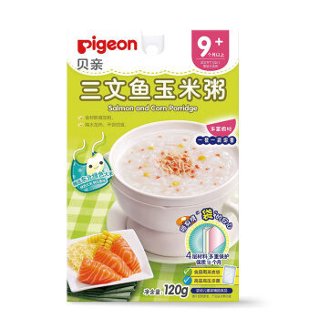 pigeon 贝亲 食与育系列 婴幼儿粥 三文鱼玉米味 80g *6件