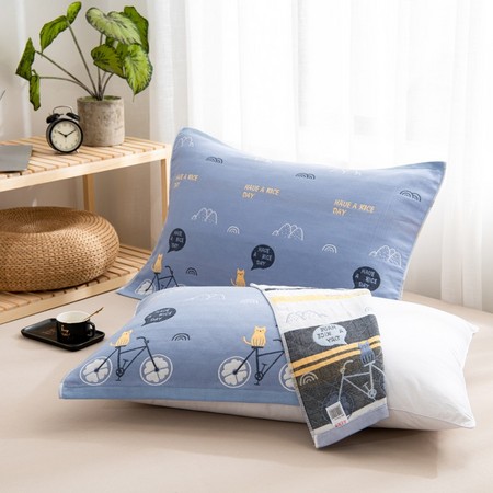 天绚 纯棉纱布防螨抗菌枕巾 52*78cm 一对装