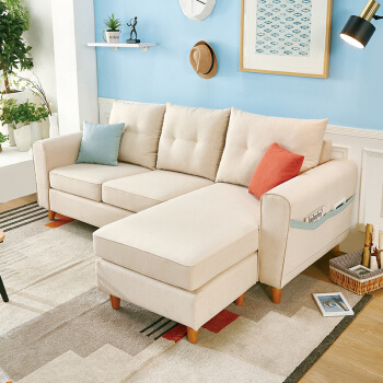 QuanU 全友家居 102289B 可拆洗布艺沙发 三人位+脚凳