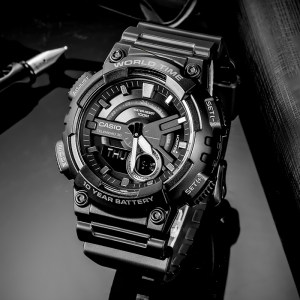 卡西欧 AEQ-110W 男士光动能防水防震手表 指针双显腕表